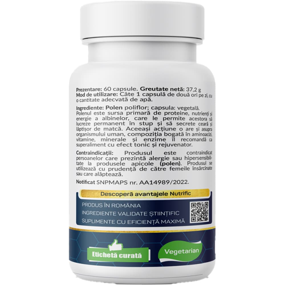 Supliment Polen 500mg, 60 capsule, NUTRIFIC