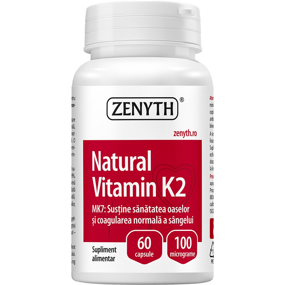 Supliment Natural Vitamin K2 100 MCG, 60 capsule, ZENYTH