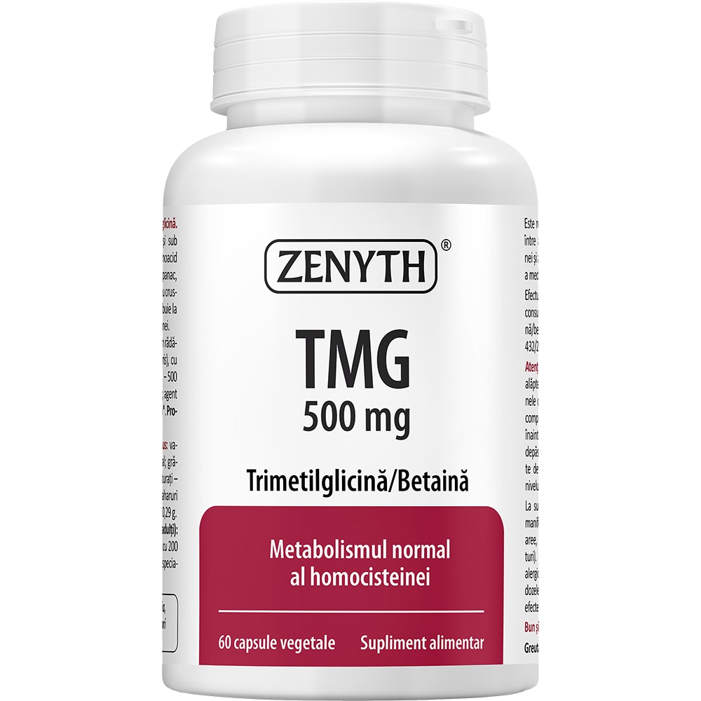 Supliment Tmg (Betaina din Sfecla) 500 mg, 60 capsule, ZENYTH