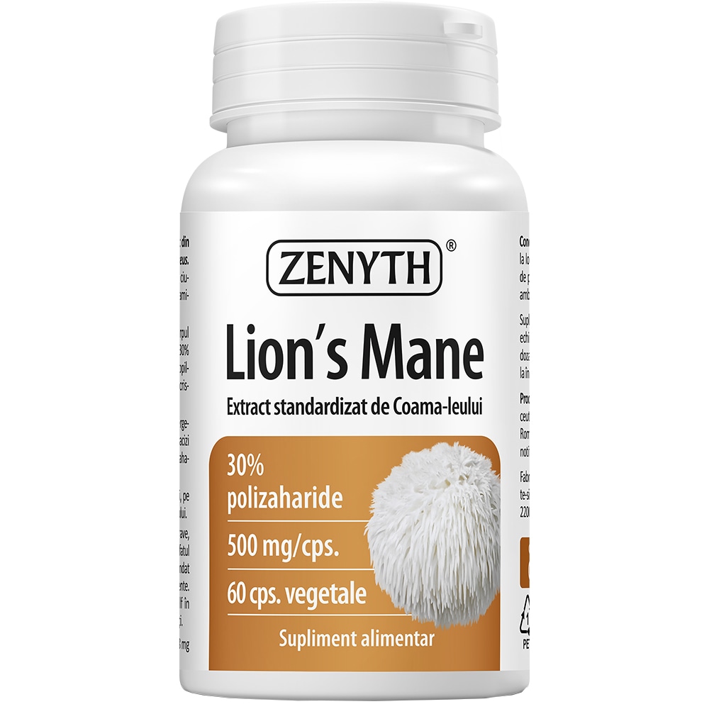 Supliment Lion_s Mane (Coama Leului) 500 mg, 60 capsule, ZENYTH