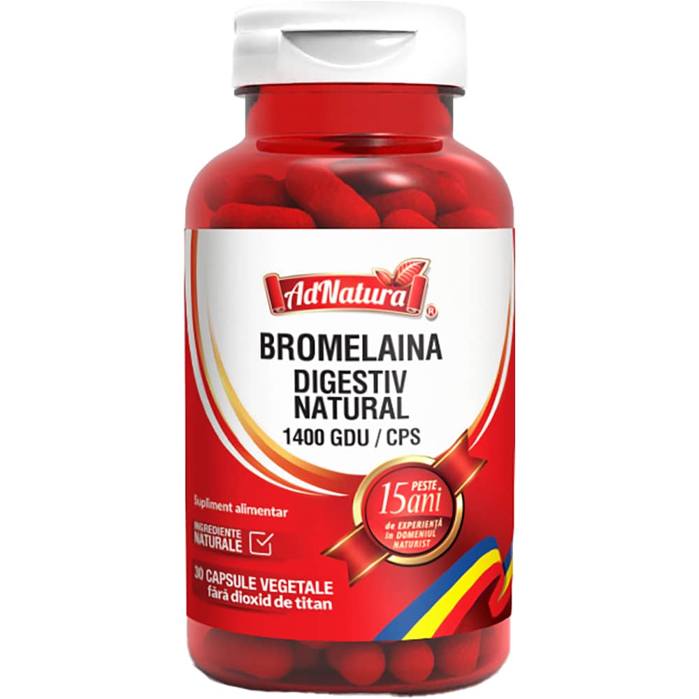 Supliment alimentar Bromelaina Digestiv Natural 1400 GDU, 30 capsule, ADNATURA