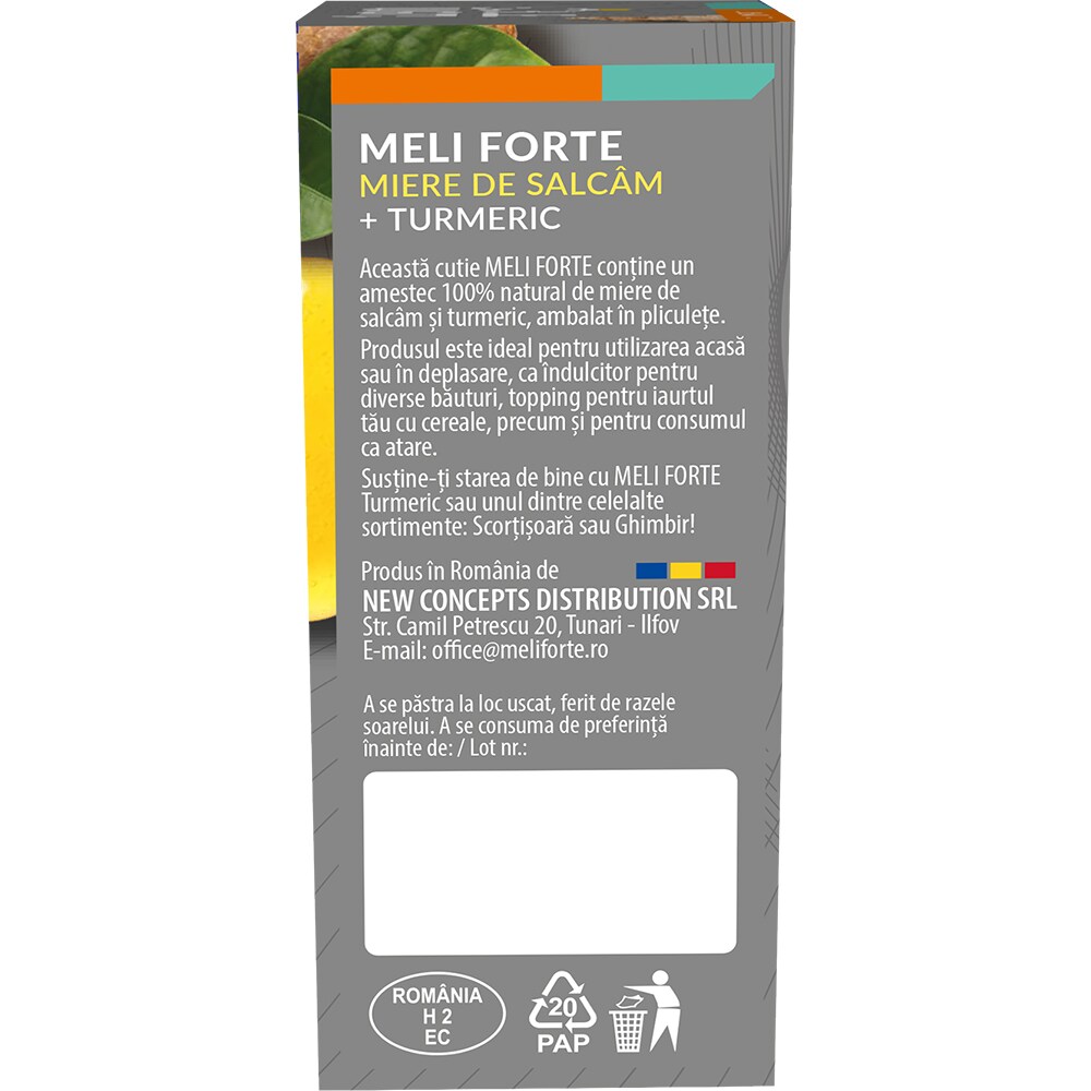 Pachet 2 x Miere de salcam si turmeric x 12 plicuri, 240 g, MELIFORTE