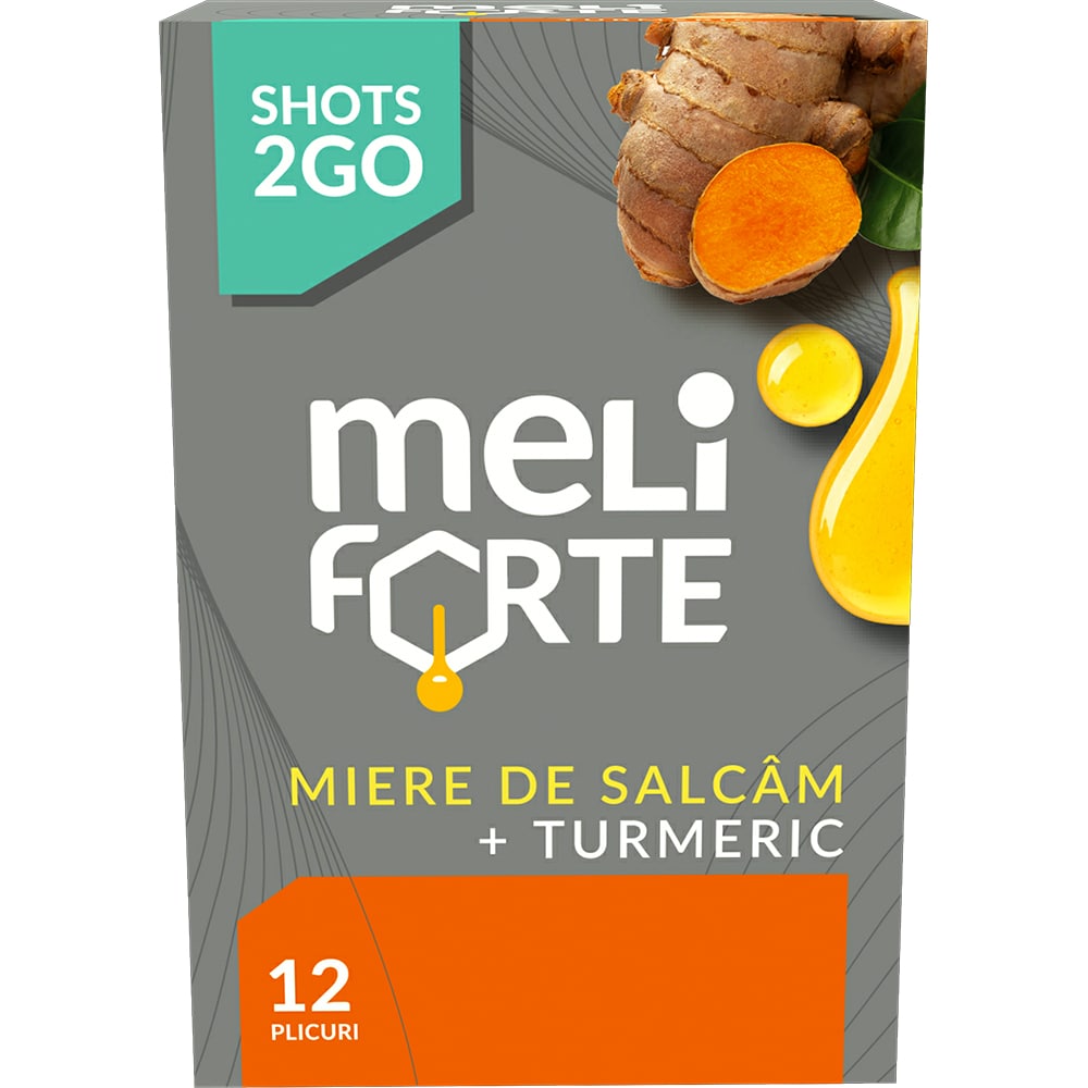 Pachet 2 x Miere de salcam si turmeric x 12 plicuri, 240 g, MELIFORTE