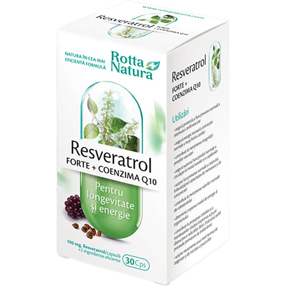 Supliment alimentar Resveratrol Forte + Coenzima Q10, 30 capsule, ROTTA NATURA