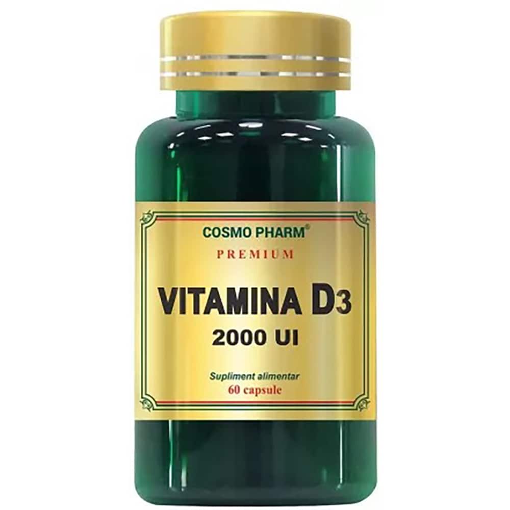 Supliment alimentar Vitamina D3 2000 UI, 60 capsule, COSMO PHARM
