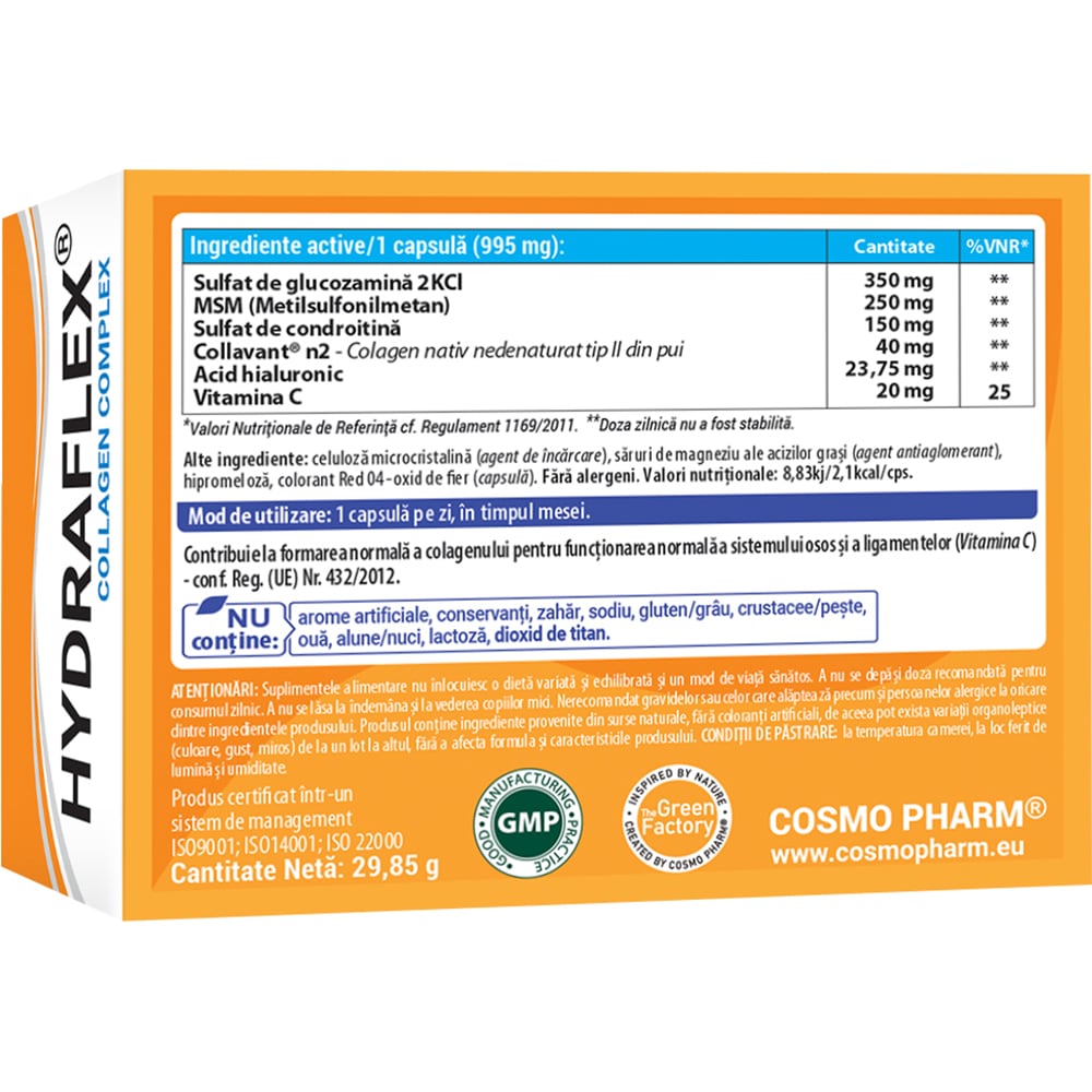 Supliment alimentar Hydraflex Collagen Complex, 30 capsule, COSMO PHARM