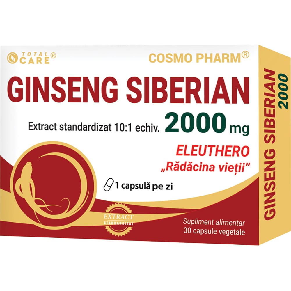 Supliment alimentar Ginseng Siberian 2000 mg, 30 capsule, COSMO PHARM