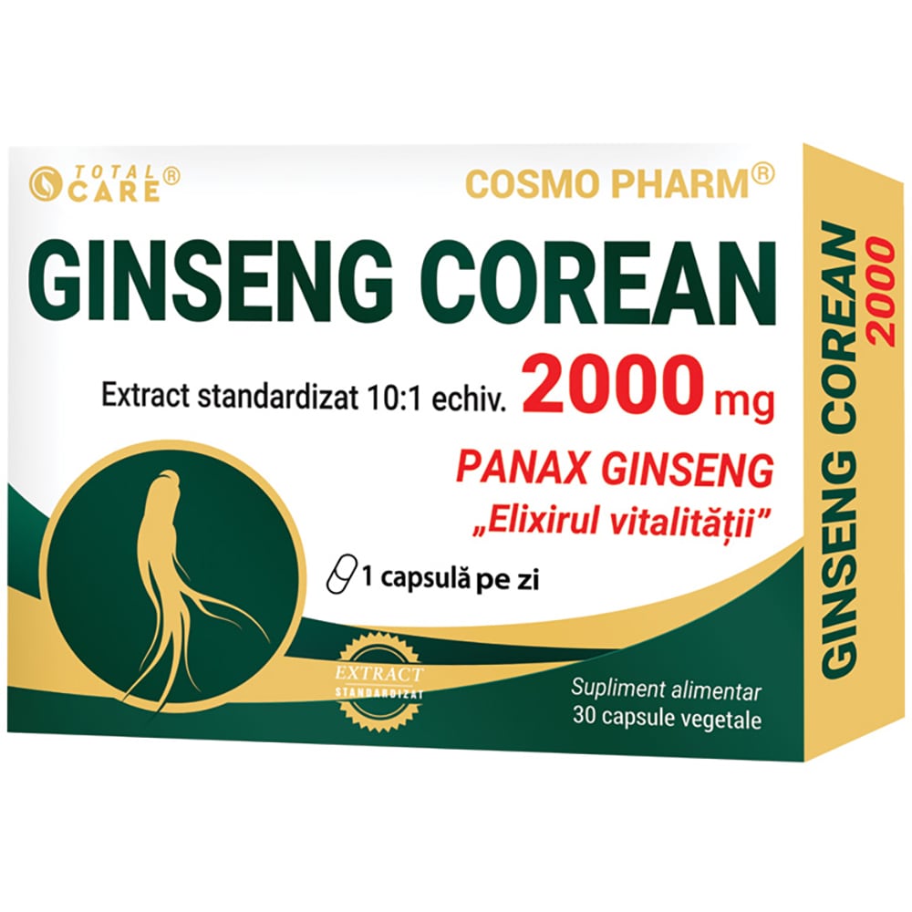 Supliment alimentar Ginseng Corean 2000 mg, 30 capsule, COSMO PHARM