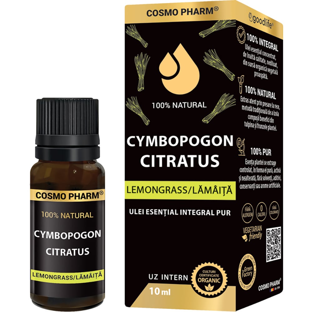 Ulei esential Lemongrass, 10 ml, COSMO PHARM