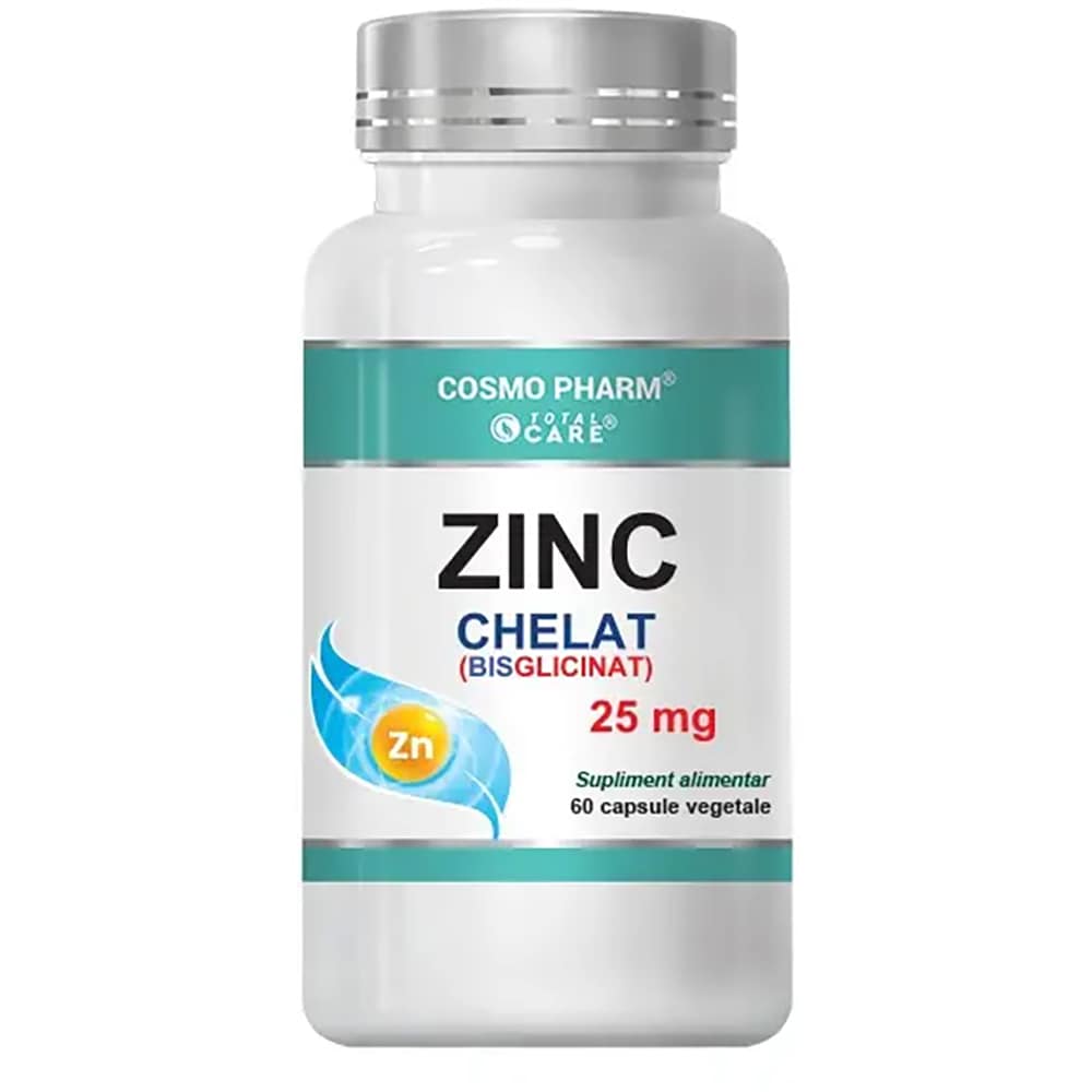 Supliment Zinc chelat 25 mg, 60 tablete, COSMO PHARM