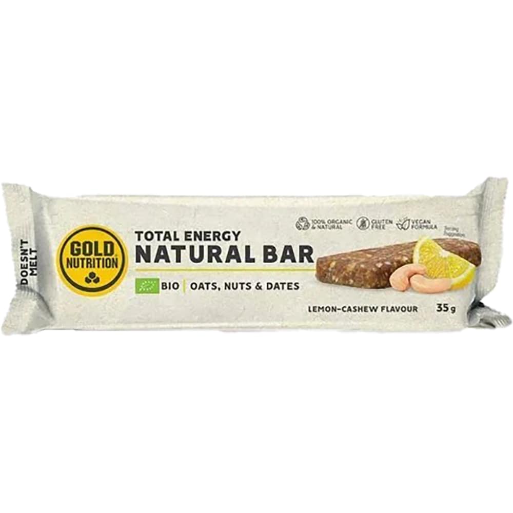 Baton Bio natural cu Lamaie si Caju, 35 g x 15 bucati, GOLDNUTRITION