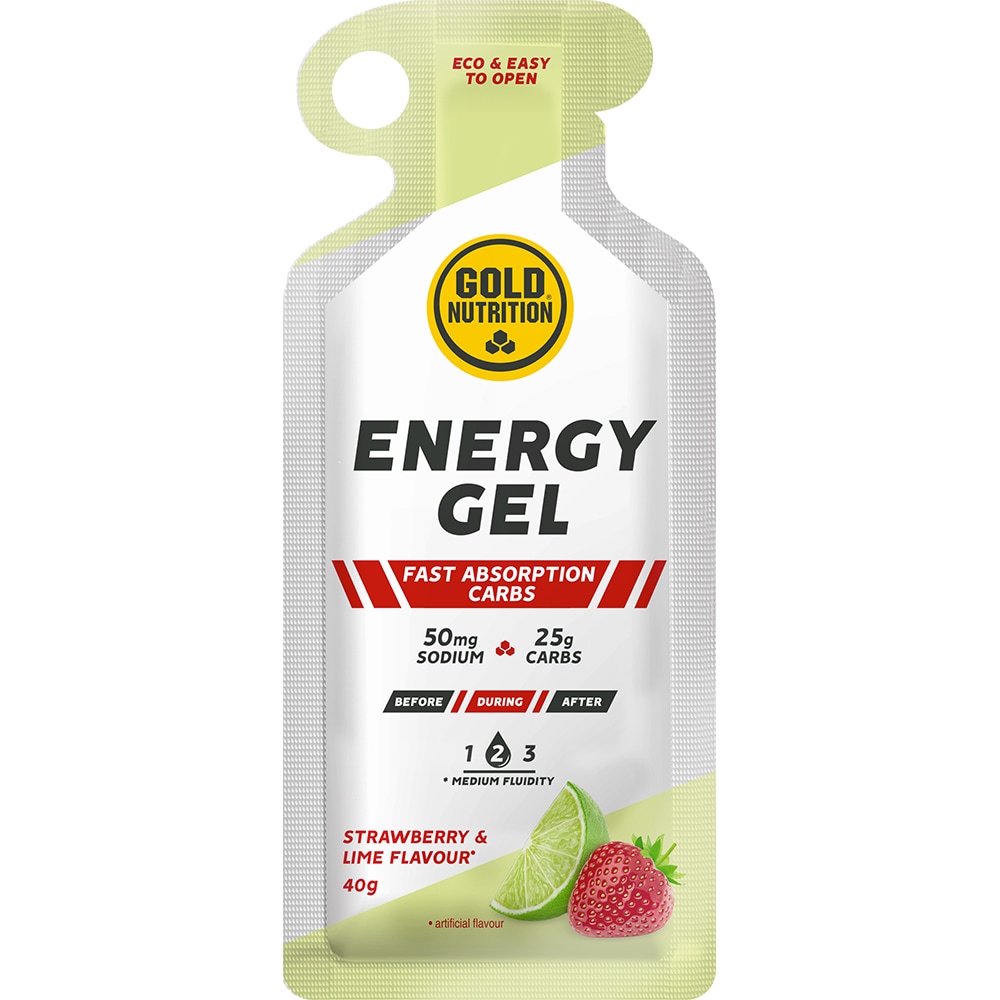 Gel Energizant, aroma Capsuni & Lime, 40 g x 16 bucati, GOLDNUTRITION