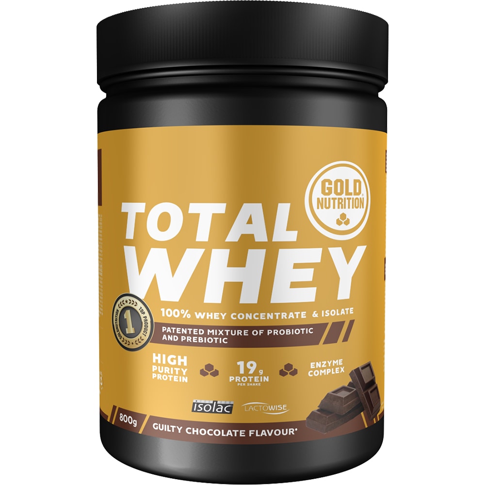 Pudra proteica Total Whey, ciocolata, 800 g, GOLDNUTRITION