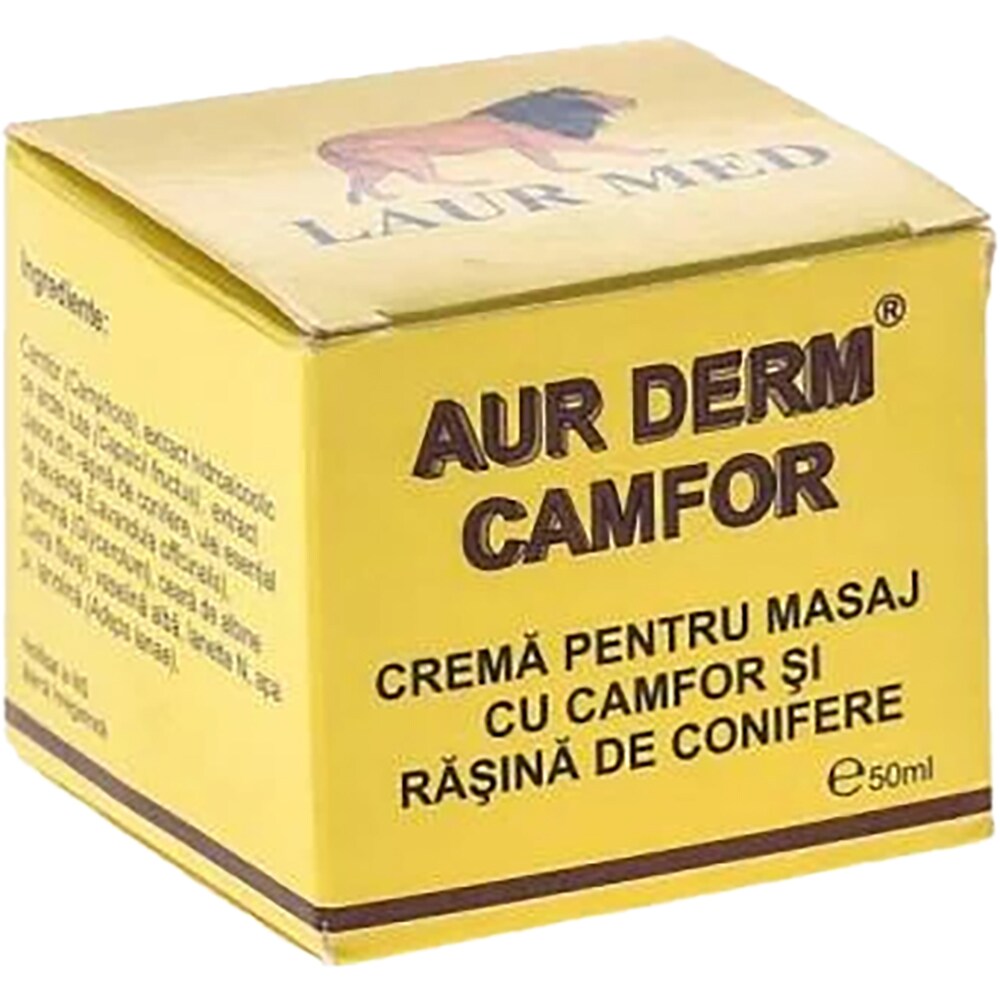 Crema Aur Derm masaj cu Camfor si Rasina de conifere, 50 ml, LAUR MED