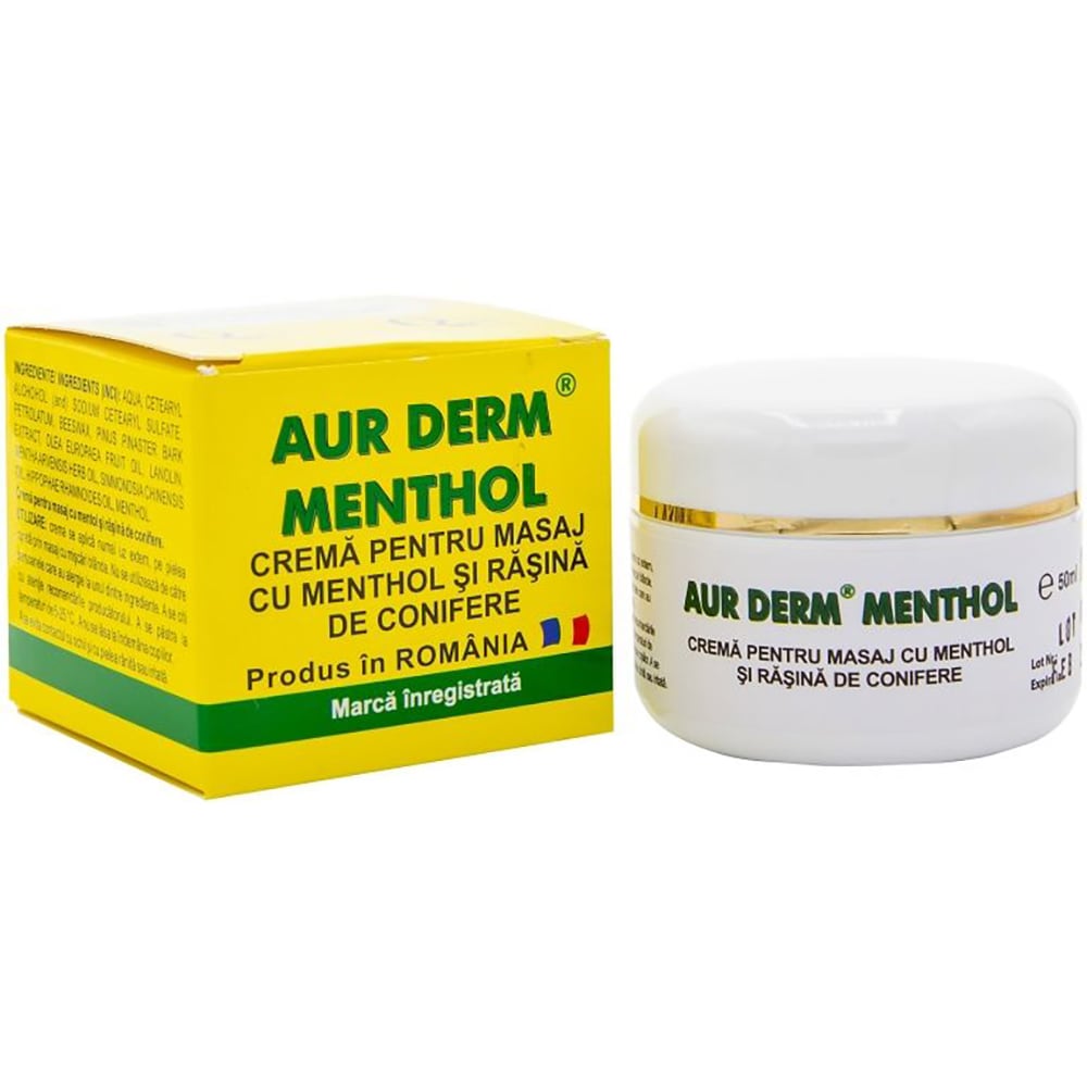 Crema Aur Derm masaj cu Menthol si Rasina de conifere, 50 ml, LAUR MED