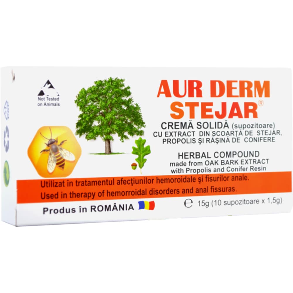 Supozitoare Aur Derm Stejar, 1.5 g x 10 bucati, LAUR MED