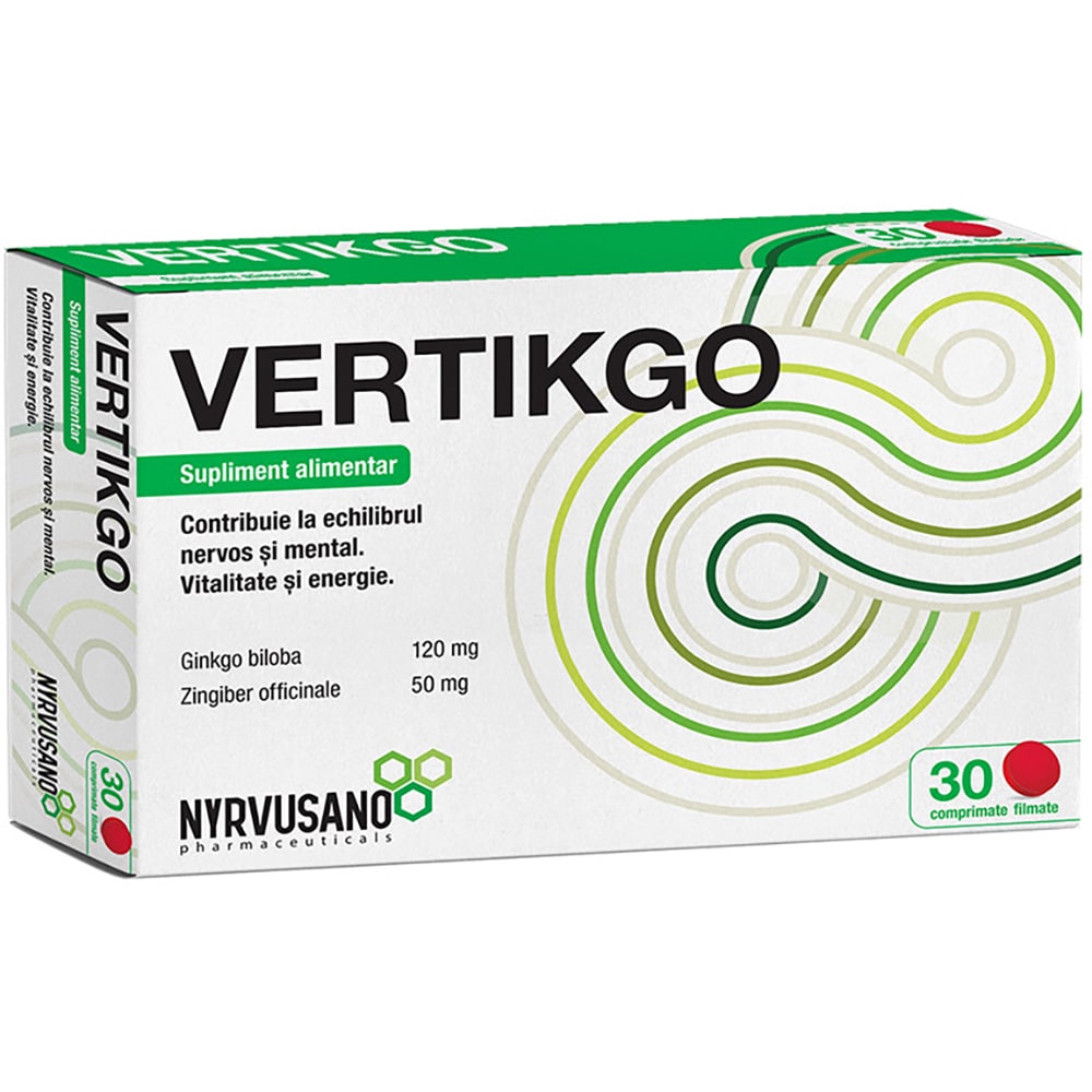 Supliment alimentar Vertikgo, 30 comprimate filmate, NYRVUSANO