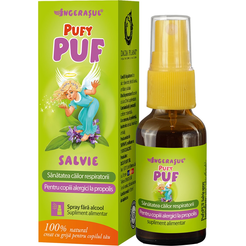 Supliment alimentar Spray PufyPuf cu Salvie, 20 ml, DACIA PLANT