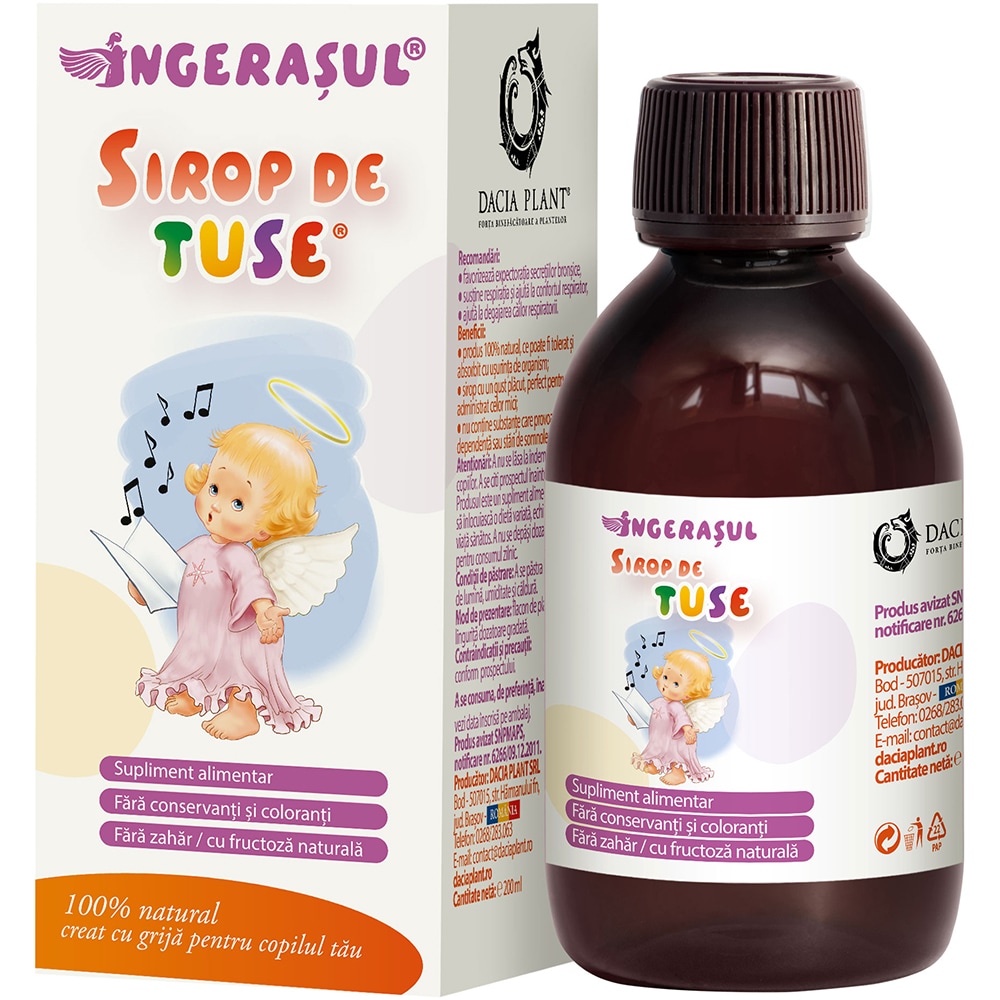 Supliment alimentar Sirop de tuse Ingerasul, 200 ml, DACIA PLANT
