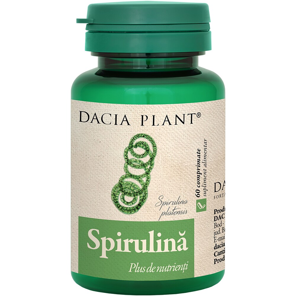 Supliment alimentar Spirulina, 60 comprimate, DACIA PLANT