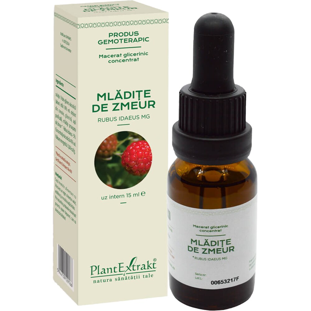 Concentrat Mladite Zmeur macerat glicerinic, 15 ml, PLANTEXTRAKT