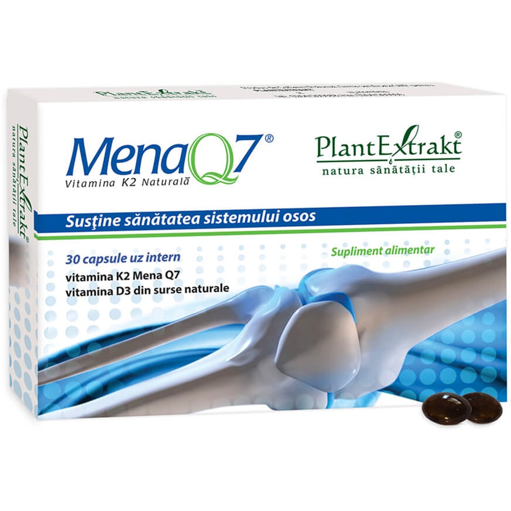 Supliment alimentar Mena Q7 Vitamina K2 Naturala, 30 capsule, PLANTEXTRAKT