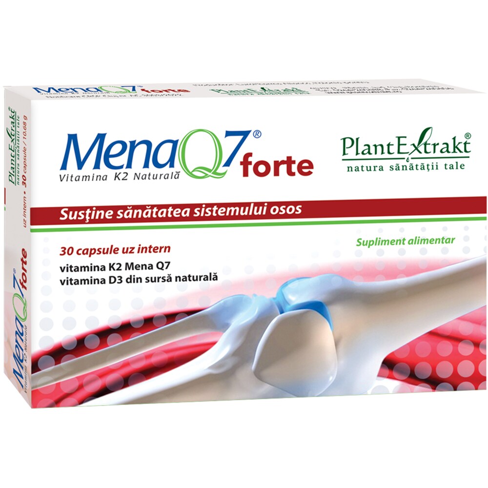 Supliment alimentar Mena Q7 Forte Vitamina K2 Naturala, 30 capsule, PLANTEXTRAKT