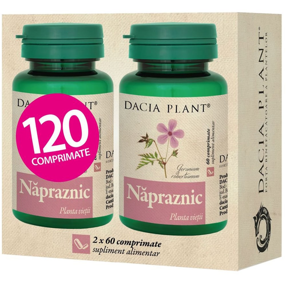 Pachet supliment alimentar Napraznic, 2 x 60 comprimate, DACIA PLANT
