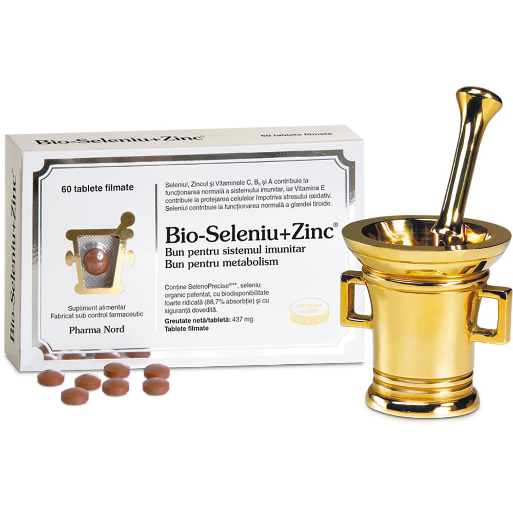 Supliment alimentar Bio-Seleniu + Zinc, 60 tablete filmate, PHARMA NORD