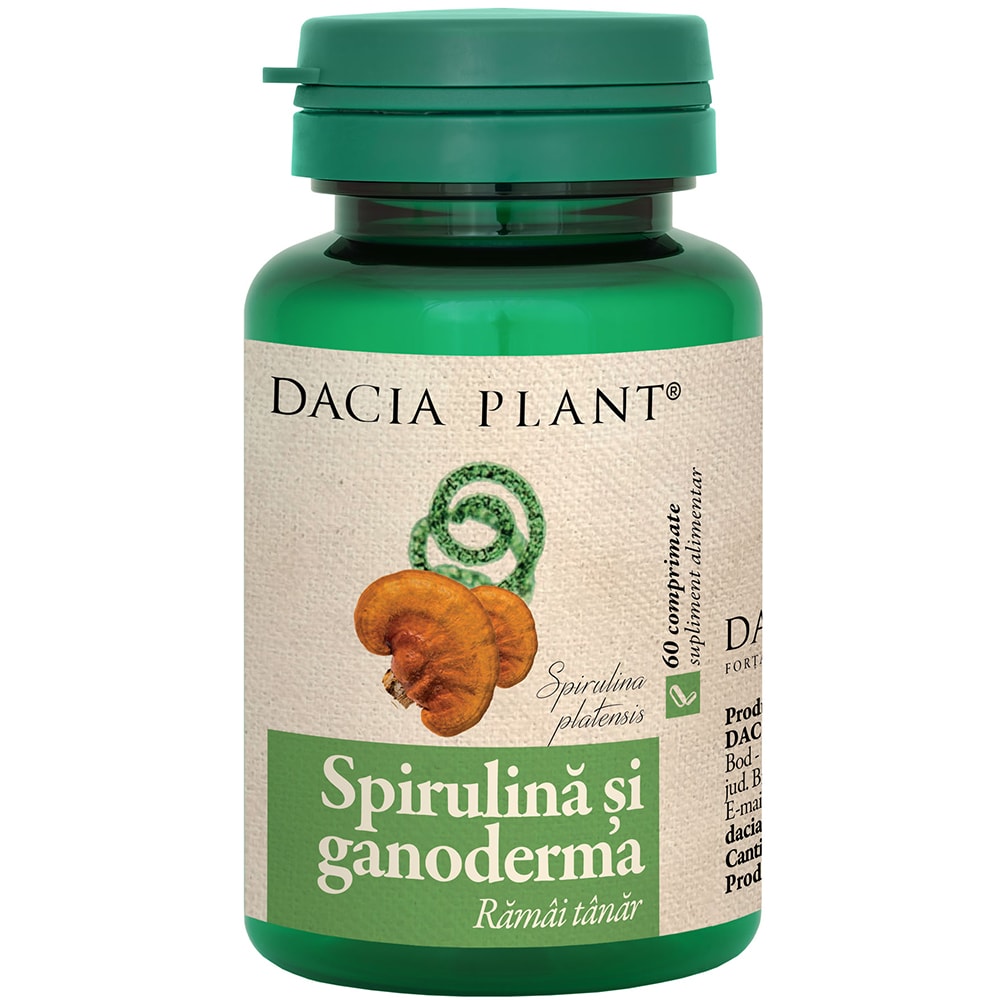 Supliment alimentar Spirulina si Ganoderma, 60 comprimate, DACIA PLANT