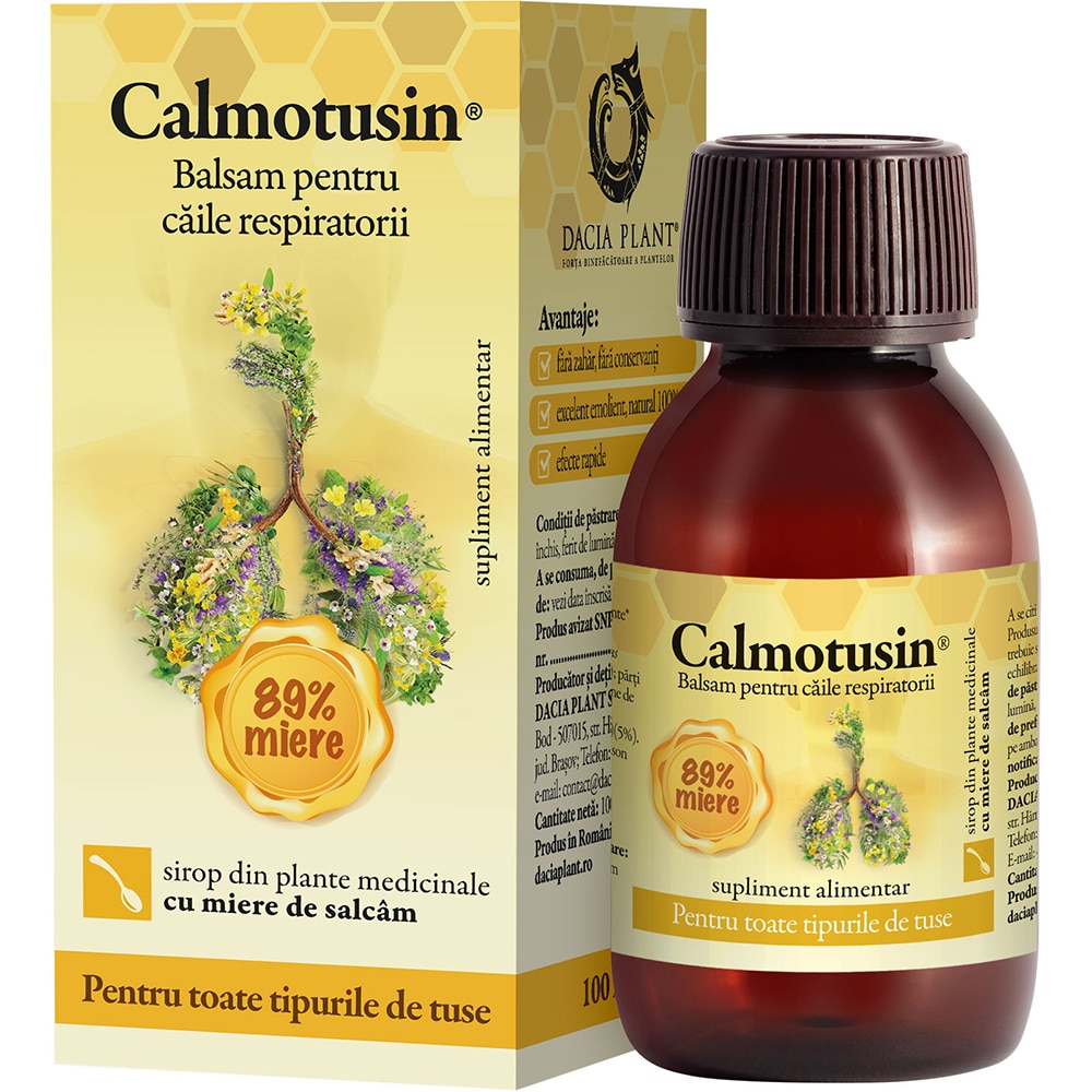 Supliment alimentar Sirop Calmotusin cu Miere, 100 ml, DACIA PLANT