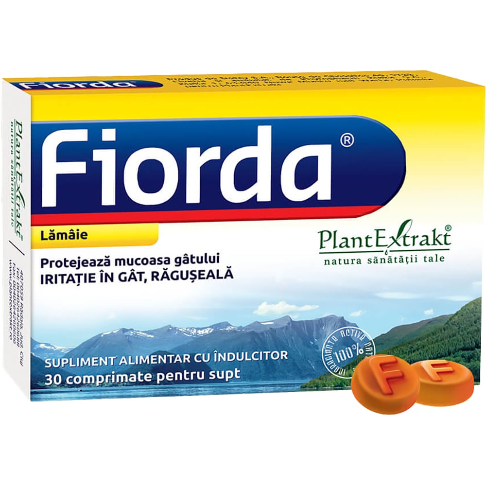 Supliment alimentar Fiorda cu aroma de lamaie, 30 comprimate, PLANTEXTRAKT