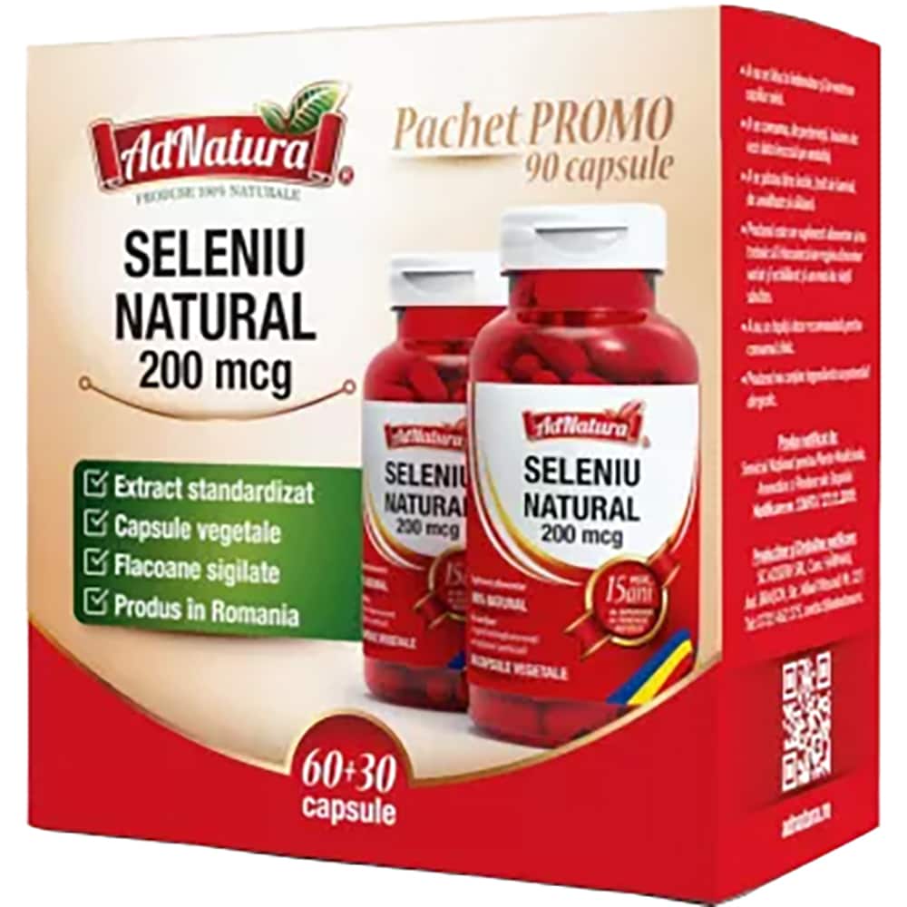 Supliment alimentar Seleniu Natural, 60 + 30 capsule, AD NATURA