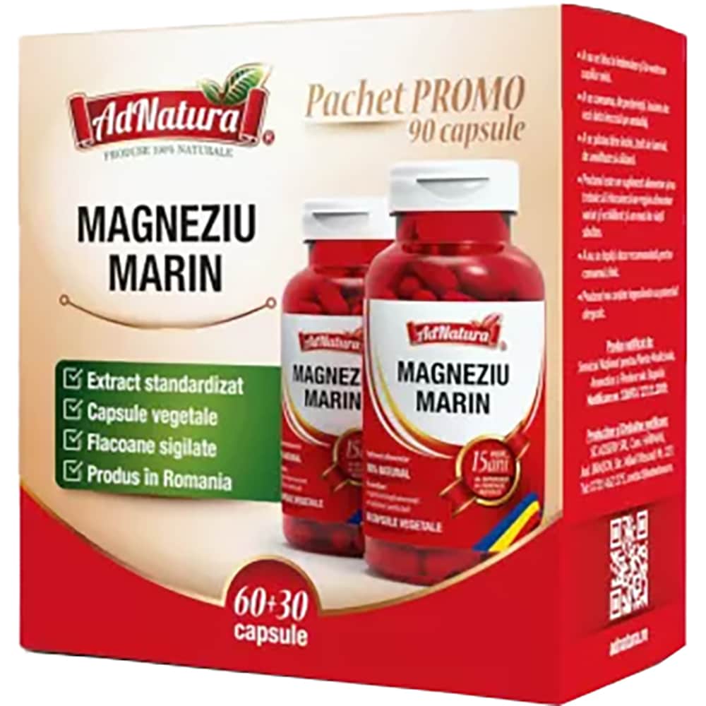 Supliment alimentar Magneziu Marin, 60 + 30 capsule, AD NATURA