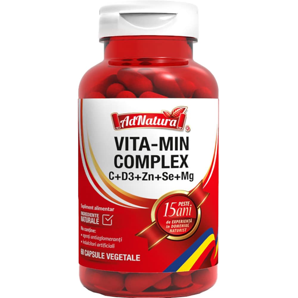 Supliment alimentar Vita-min Complex C + D3 + Zn + Se + Mg, 60 capsule, AD NATURA