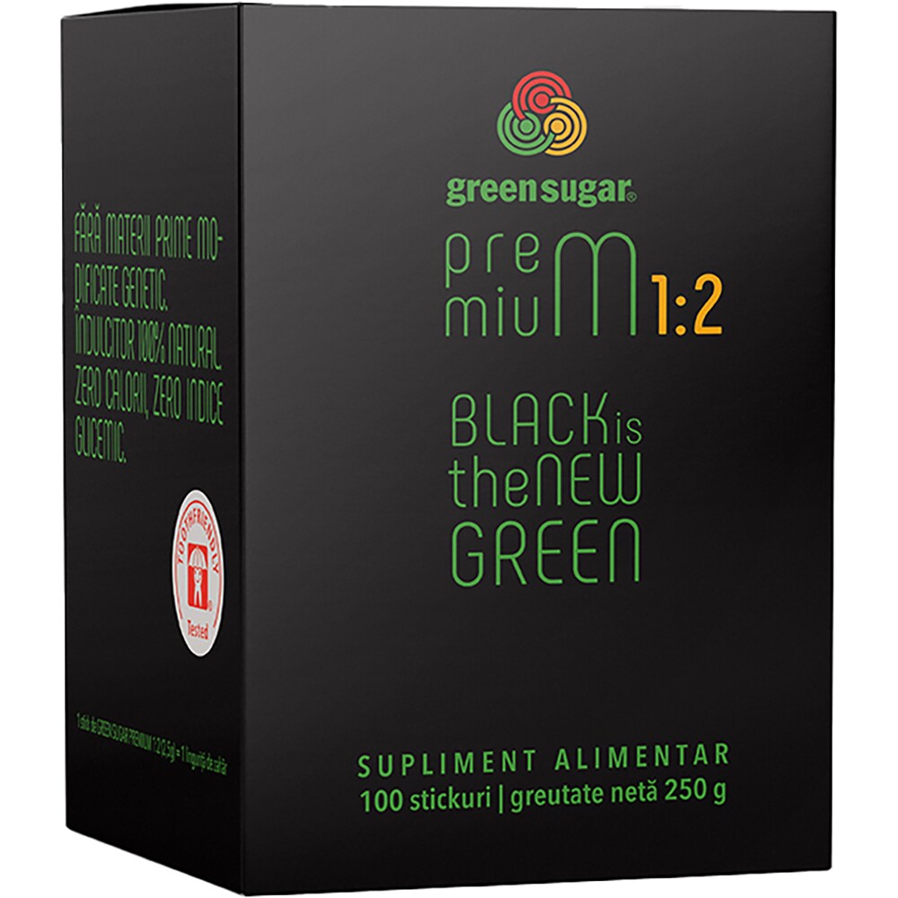 Supliment Green Sugar Premium 1:2 2.5 g x 100 bucati (Stick-uri), LABORATOARELE REMEDIA