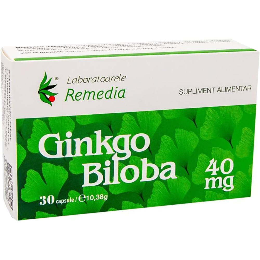 Supliment Ginkgo Biloba 40 mg, 30 capsule, LABORATOARELE REMEDIA