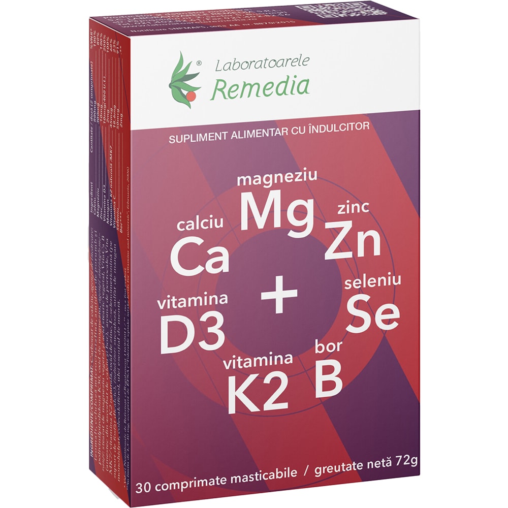 Supliment Ca+Mg+Zn+Vitamina D3+Seleniu, 30 comprimate, LABORATOARELE REMEDIA