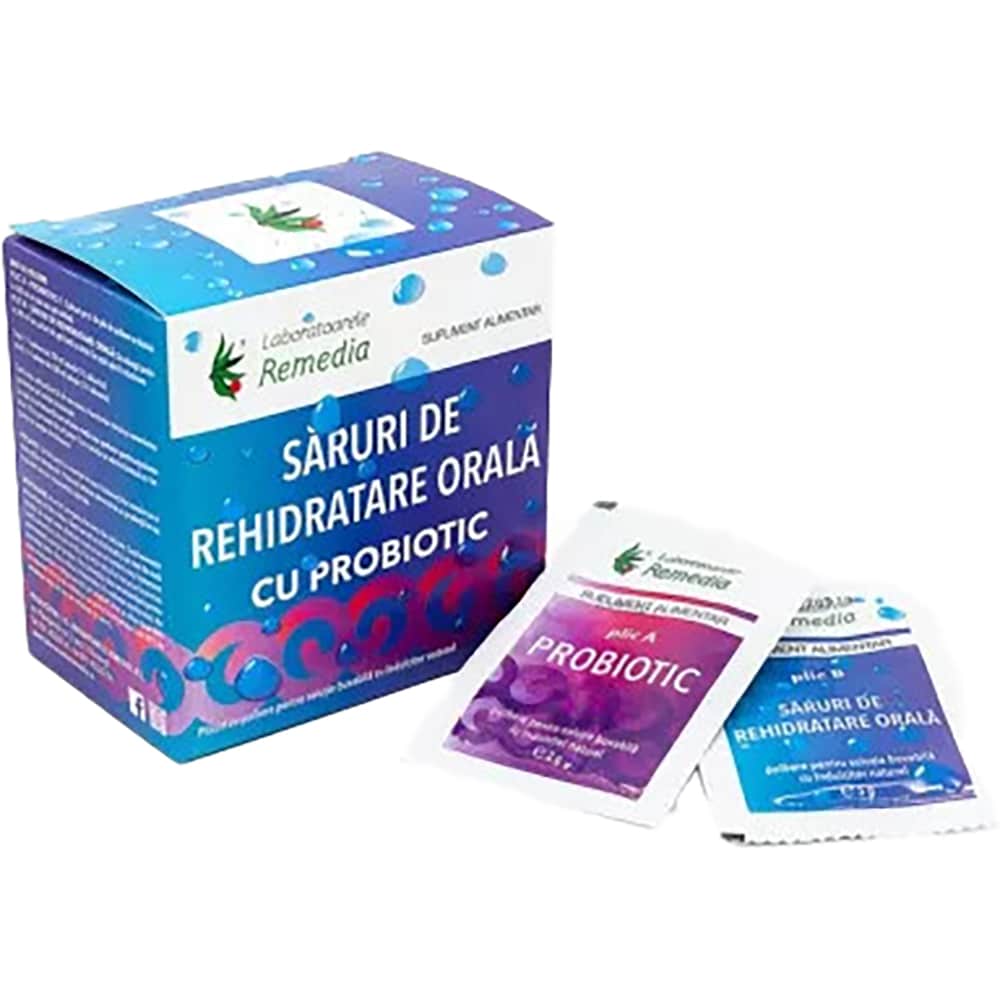 Supliment alimentar Saruri de Rehidratare cu Probiotic, 20 plicuri, LABORATOARELE REMEDIA