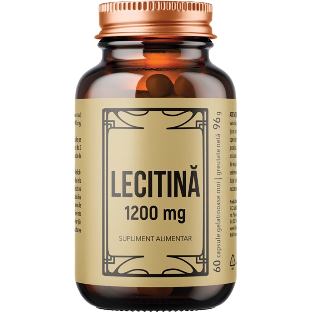 Supliment alimentar Lecitina 1200 mg, 60 capsule gelatinoase moi, LABORATOARELE REMEDIA