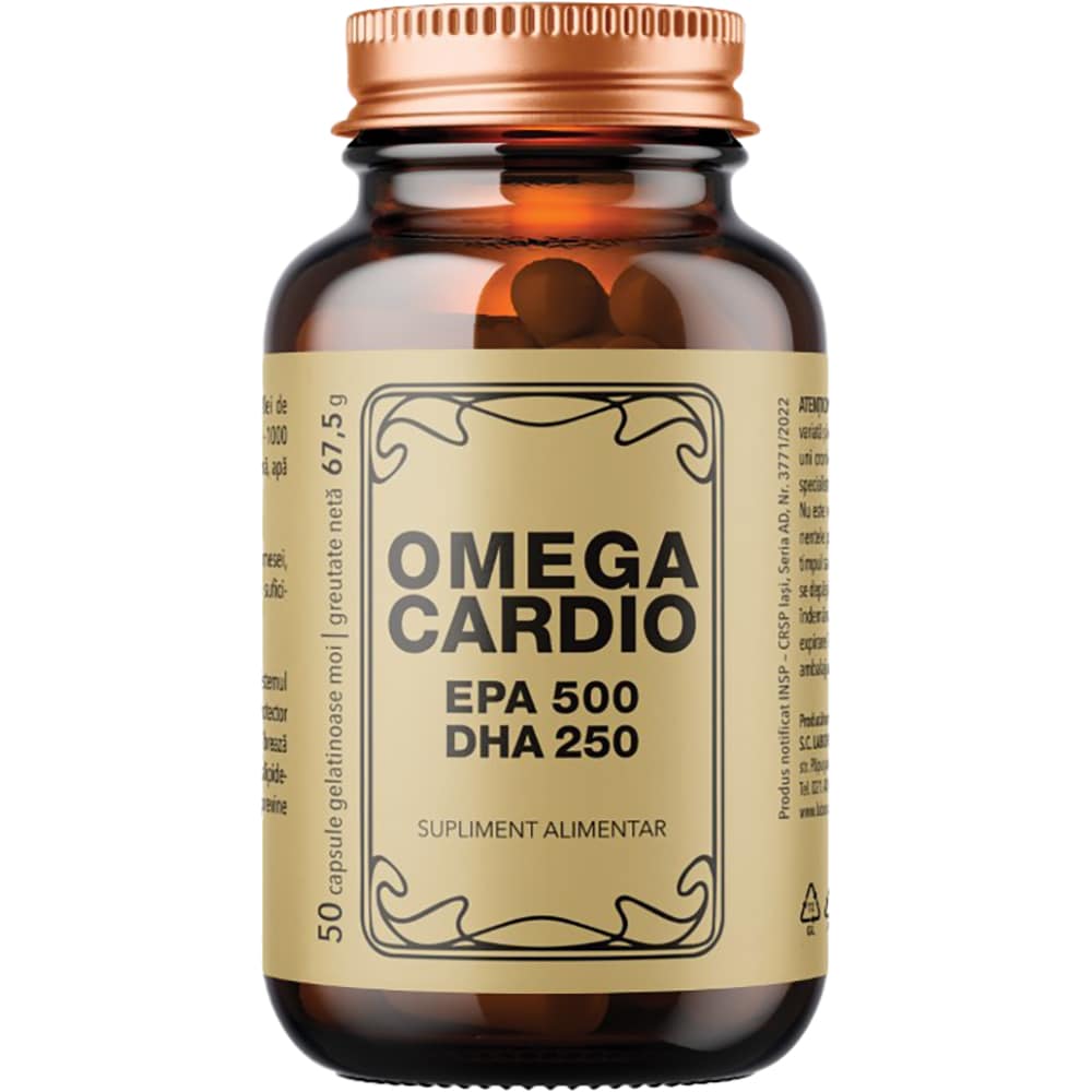 Supliment alimentar Omega Cardio, 50 capsule gelatinoase moi, LABORATOARELE REMEDIA