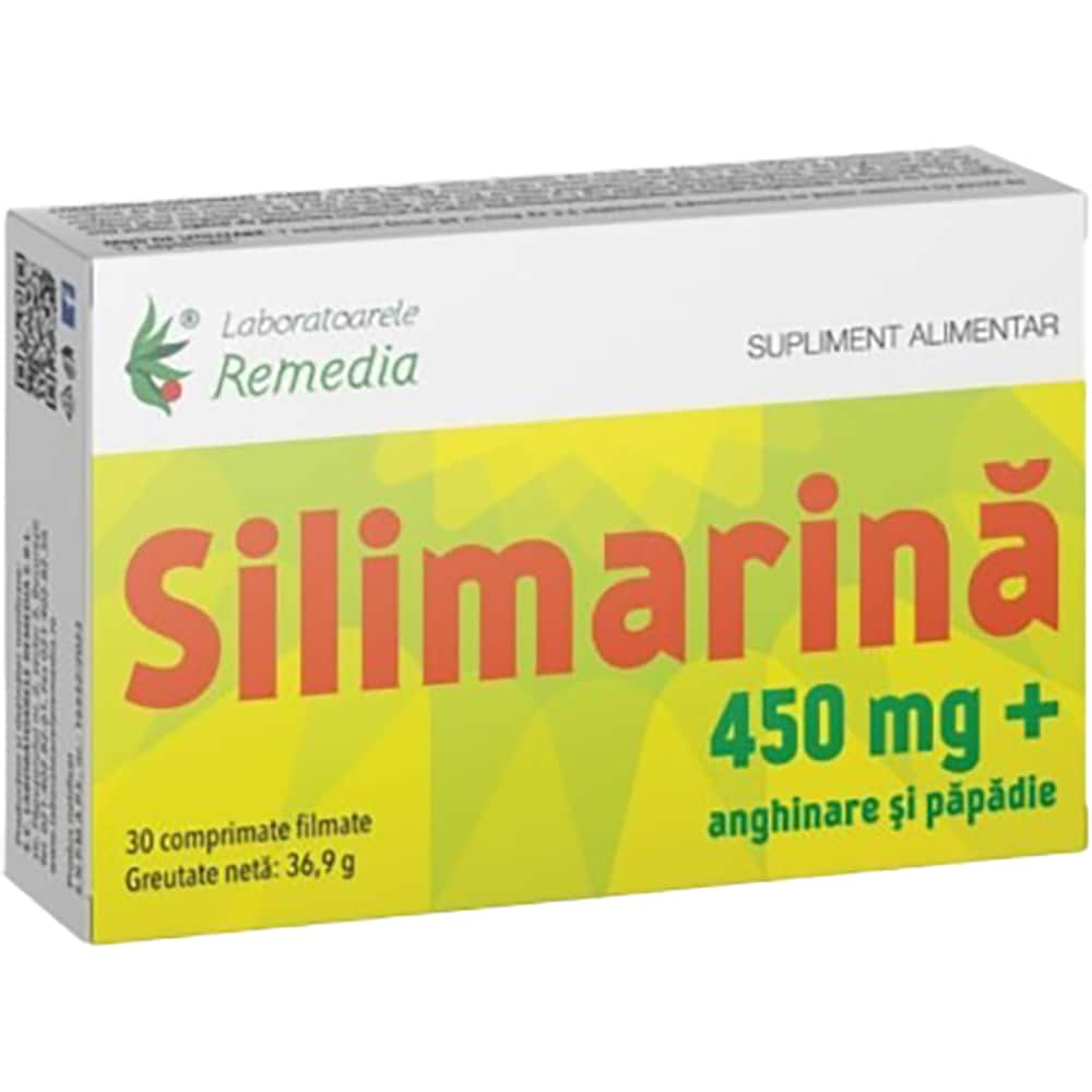 Supliment alimentar Silimarina 450 mg + Anghinare si Papadie, 30 comprimate filmate, LABORATOARELE REMEDIA
