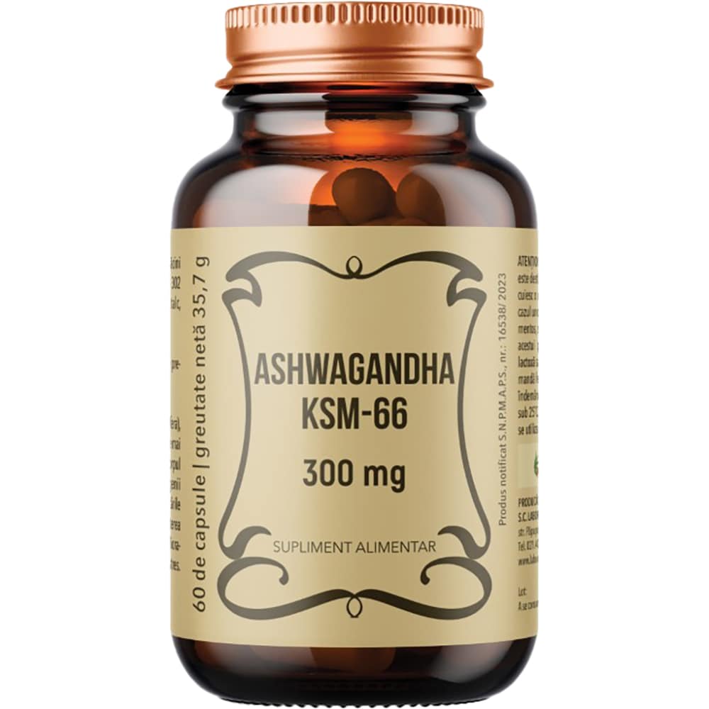 Supliment Ashwagandha KSM-66 300 mg, 60 capsule, LABORATOARELE REMEDIA