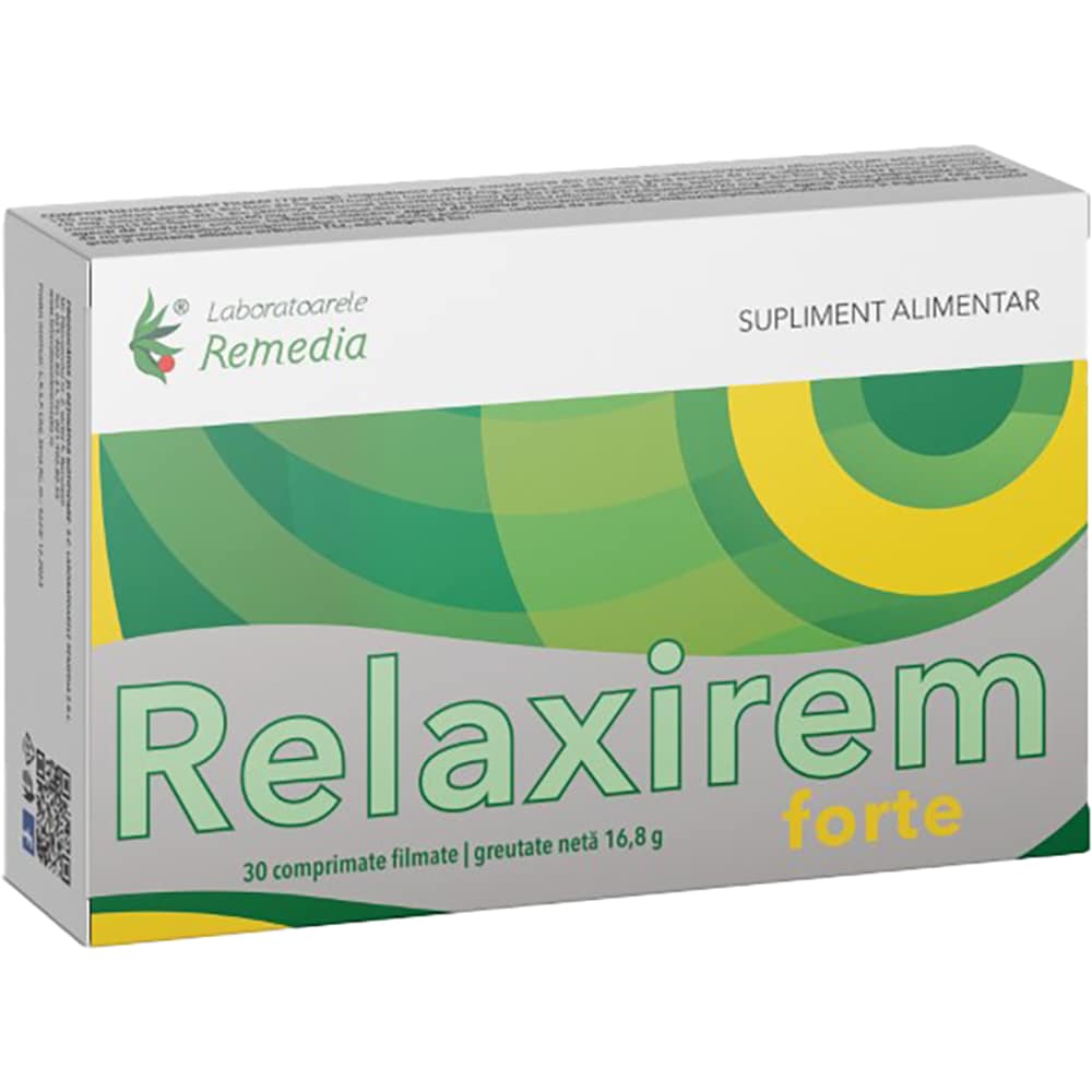 Supliment alimentar Relaxirem Forte, 30 comprimate filmate, LABORATOARELE REMEDIA
