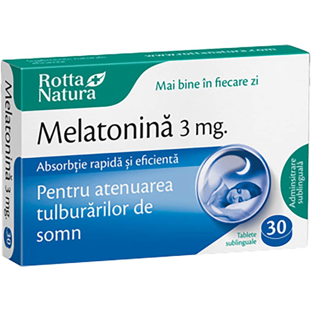 Supliment alimentar Melatonina, 3 mg, 30 tablete sublinguale, ROTTA NATURA