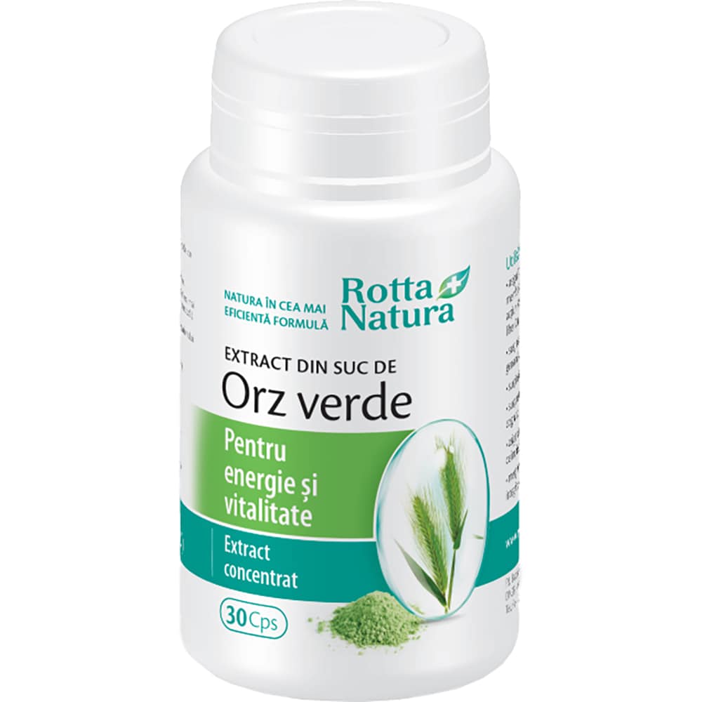 Supliment alimentar Extract din Suc de Orz Verde, 30 capsule, ROTTA NATURA