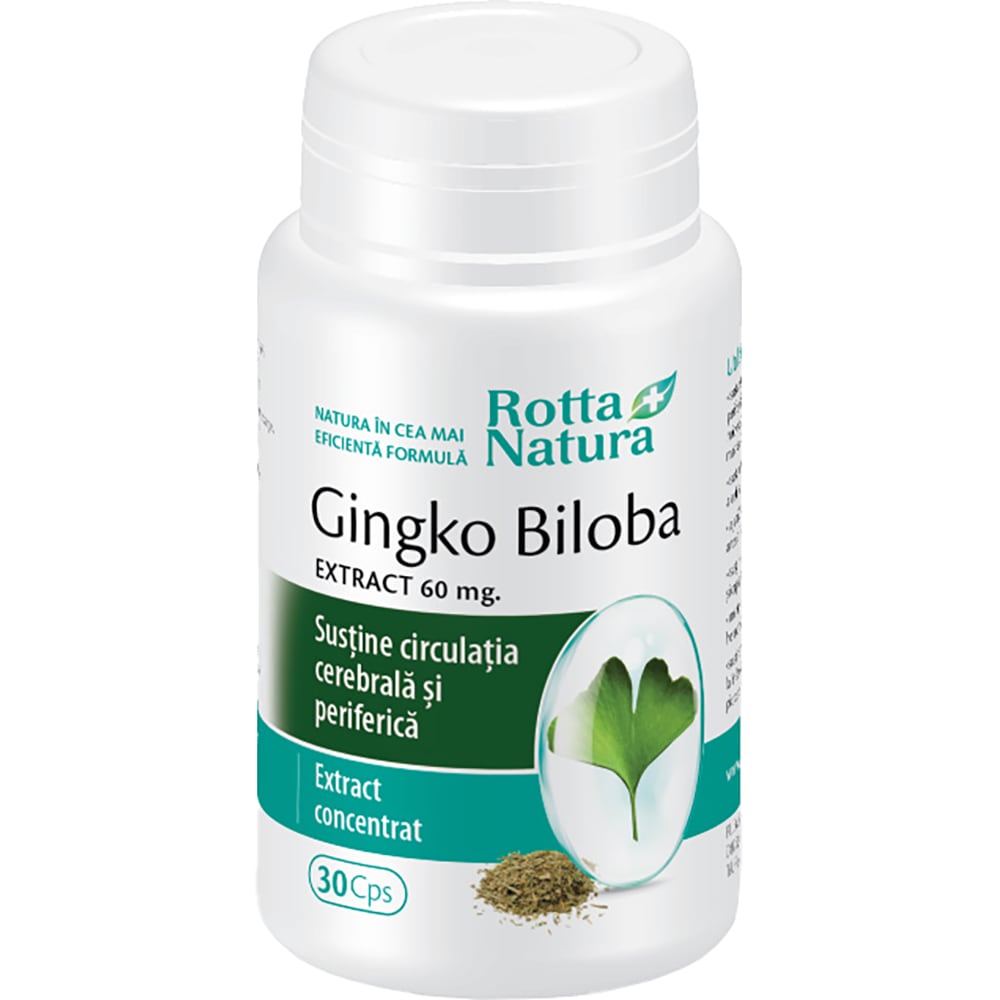 Supliment alimentar Ginkgo Biloba extract, 60 mg, 30 capsule, ROTTA NATURA