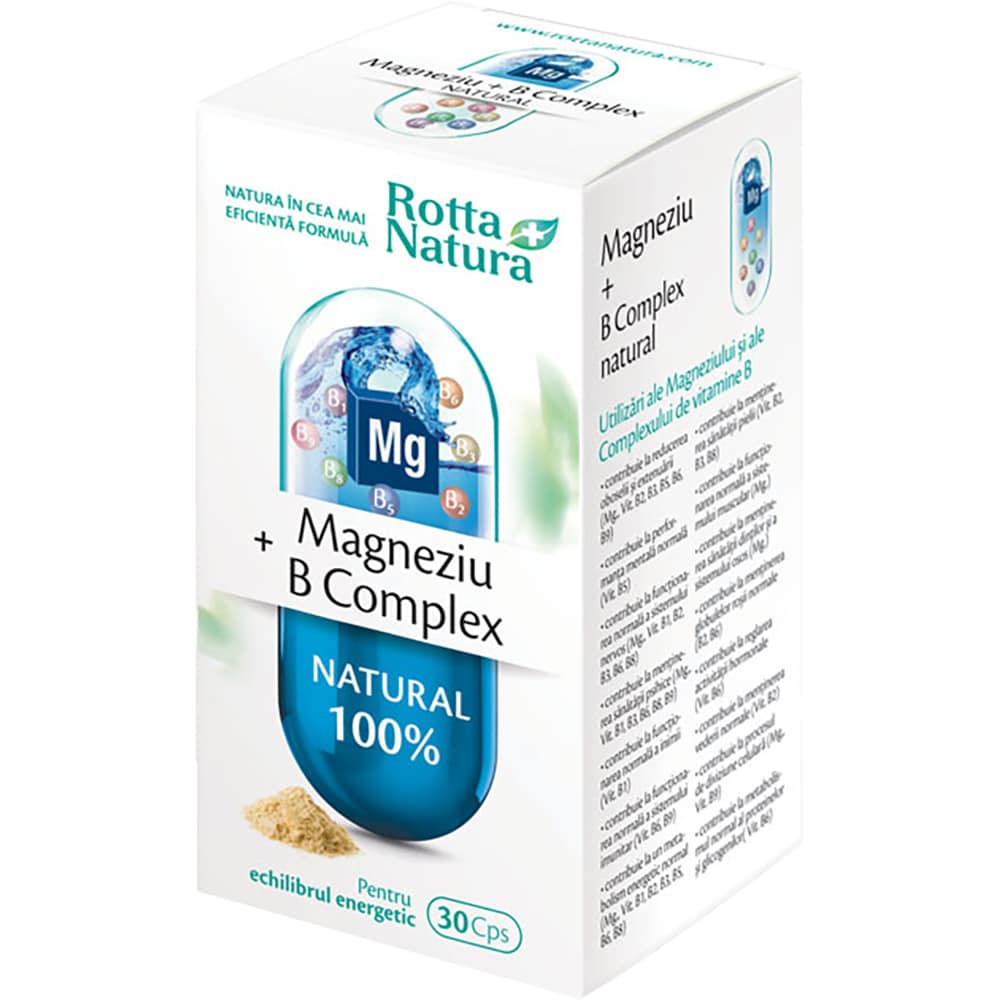 Supliment alimentar Magneziu + B Complex, 30 capsule, 30 capsule, ROTTA NATURA