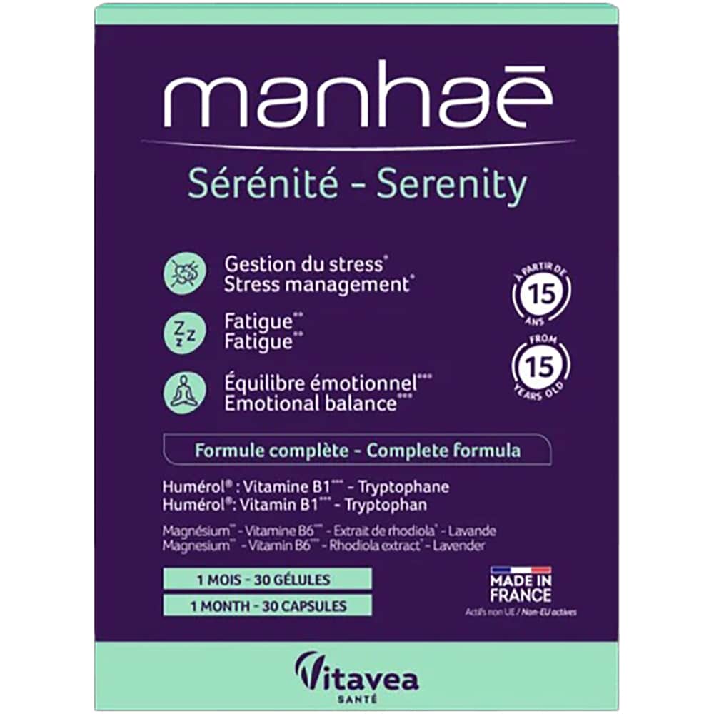 Supliment alimentar Serenite pentru gestionarea stresului Manhae, 30 capsule vegetale, VEGE VITAVEA