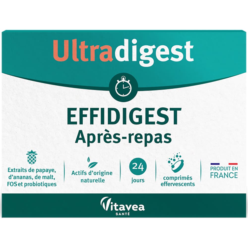 Supliment alimentar Probiotic Effidigest Ultradigest Digestie-colon sanatos, 24 comprimate efervescente, VITAVEA